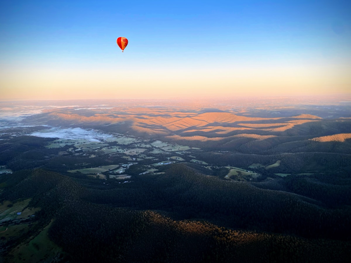 Tablelands from above at sunrise with the Coral Sea in the distance