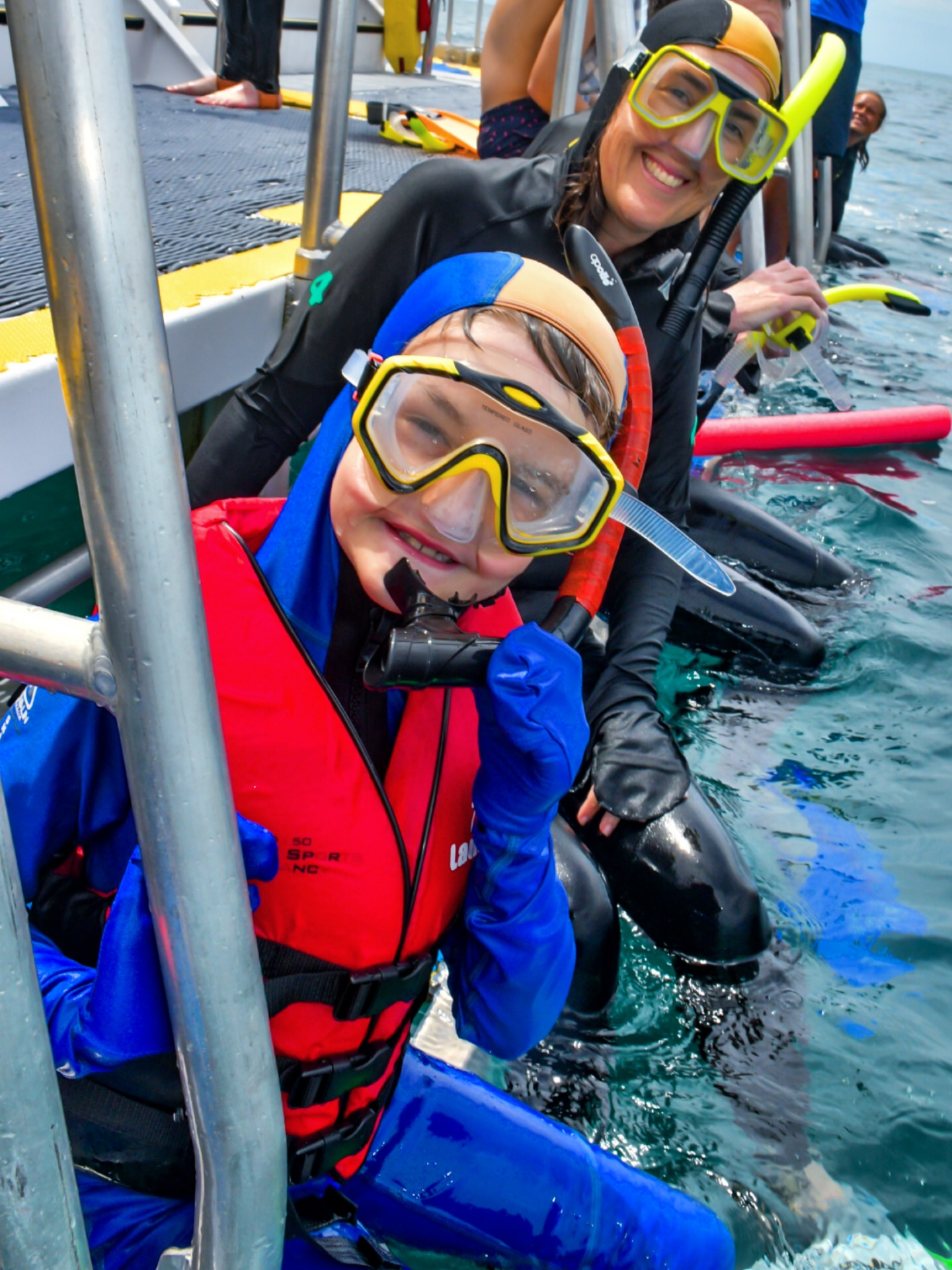 Diver with large moray eel
