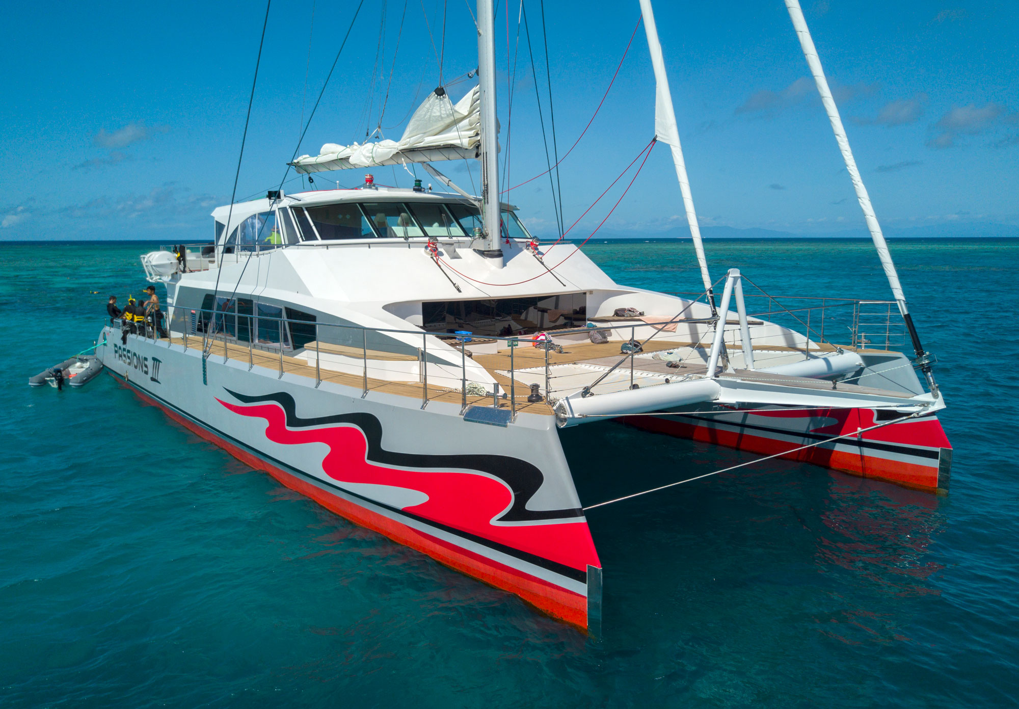 Catamaran with divers boarding