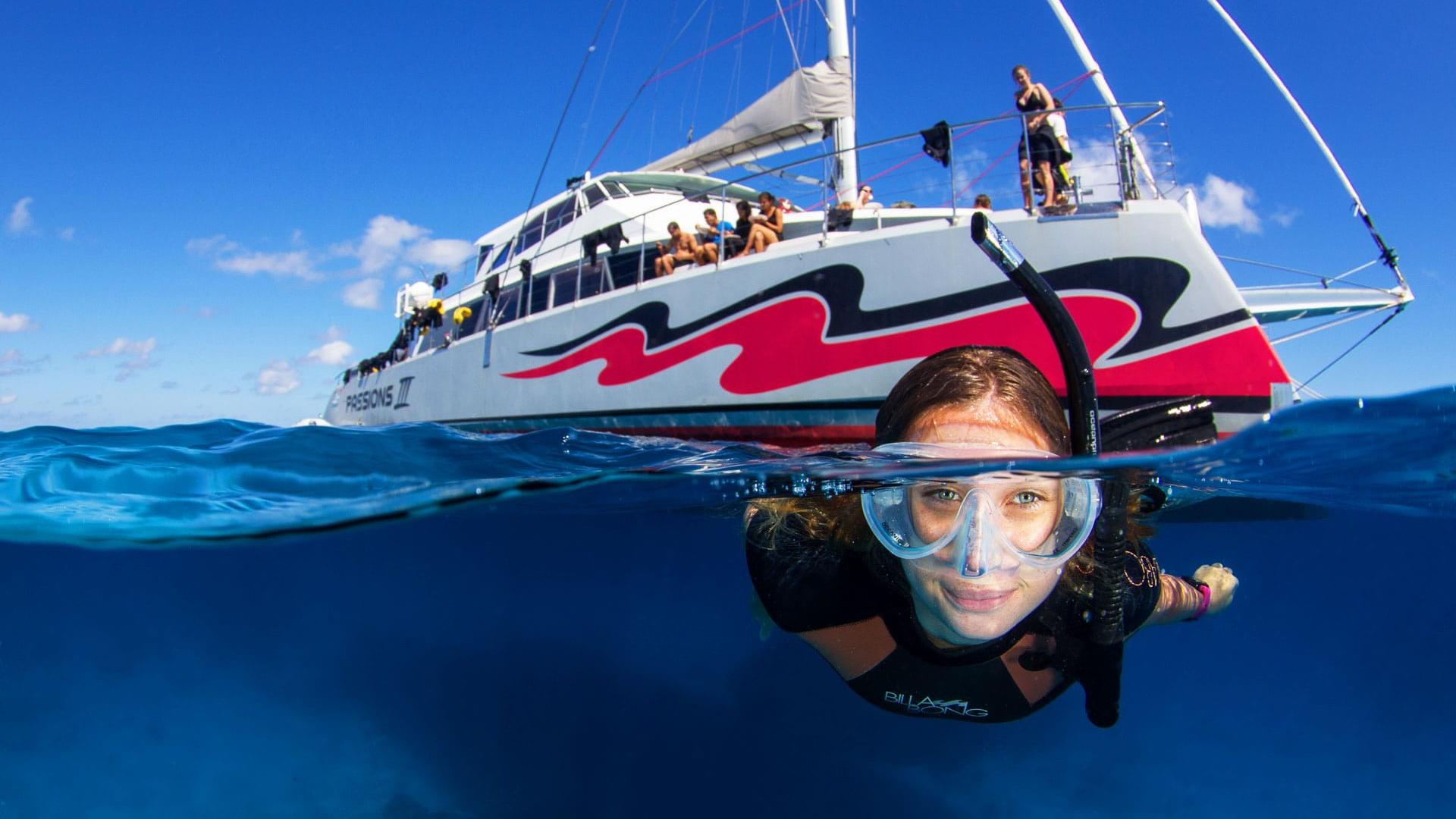 Group snorkelling with equipment