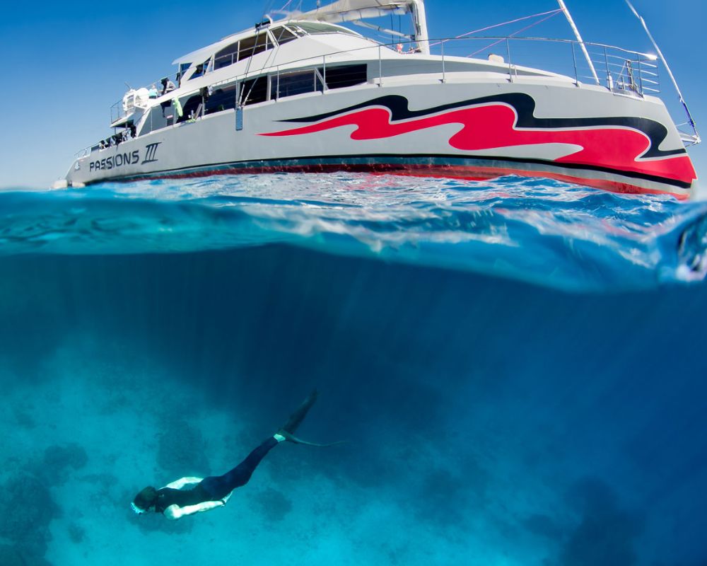 Snorkeller below, boat above