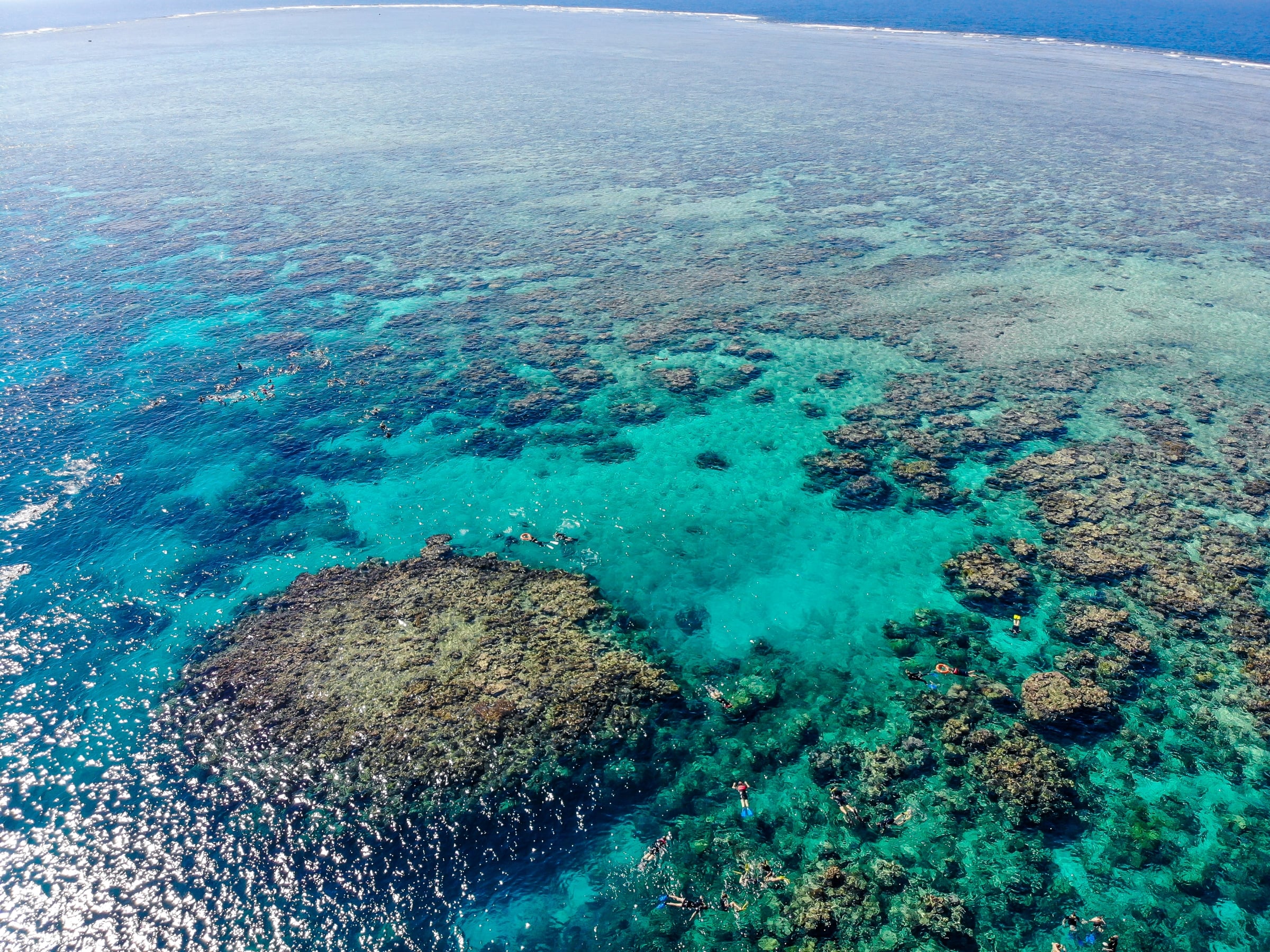 Wide reef, turquoise water