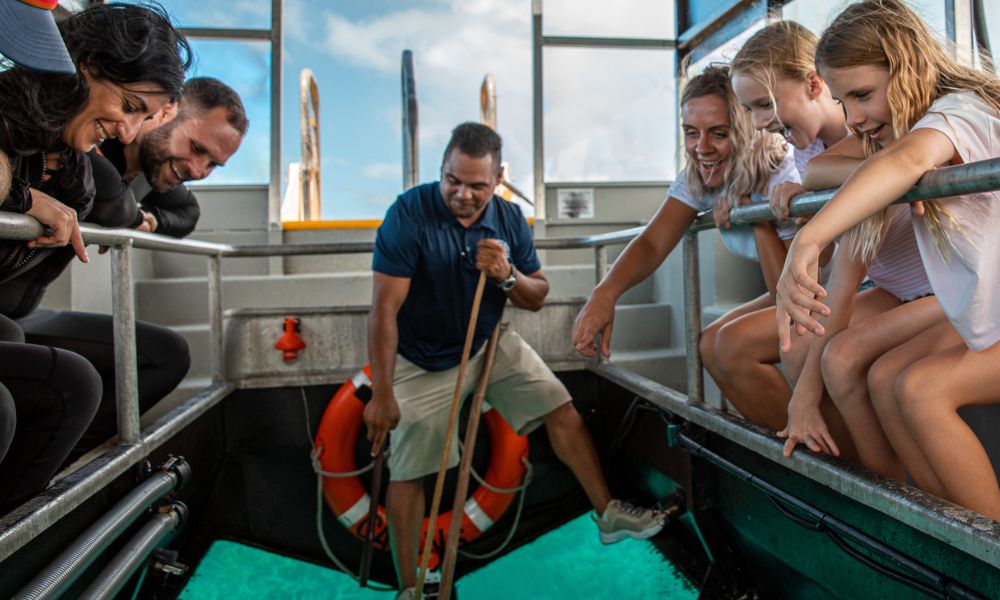 Crew on deck at the reef