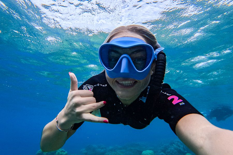 Snorkeller giving thumbs up