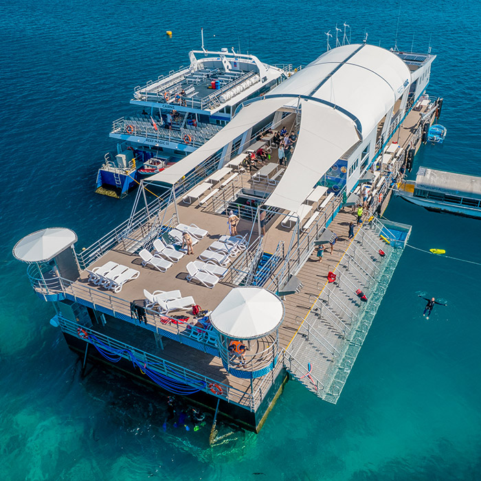 Pontoon at reef with waterslide