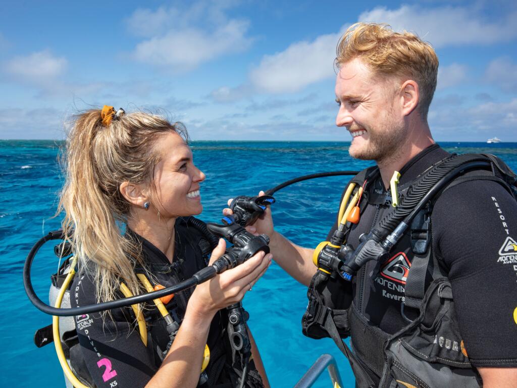 Divers preparing on dive deck