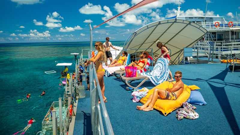 Families on pontoon deck